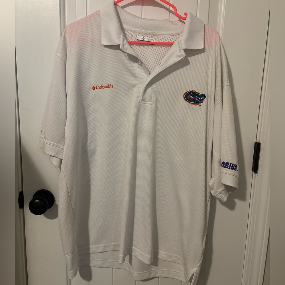 Florida Gators Columbia White Polo Shirt PFG with Embroidered Logo